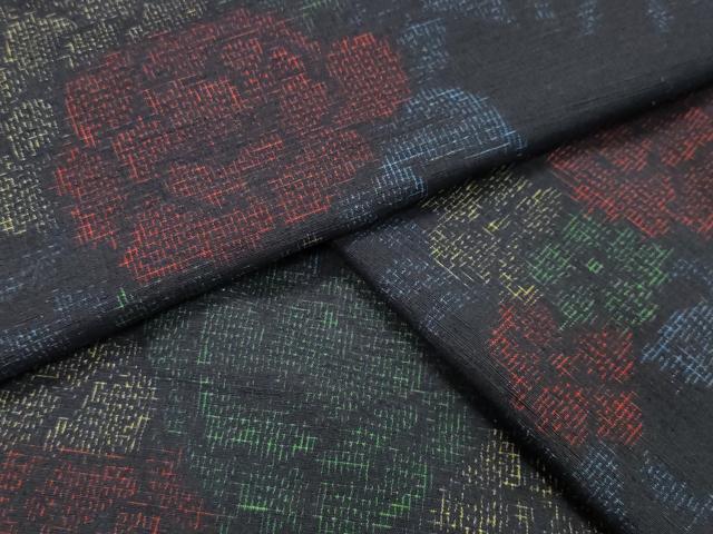 平和屋着物●上質な紬　草花文　正絹　逸品　CAAX5726gh