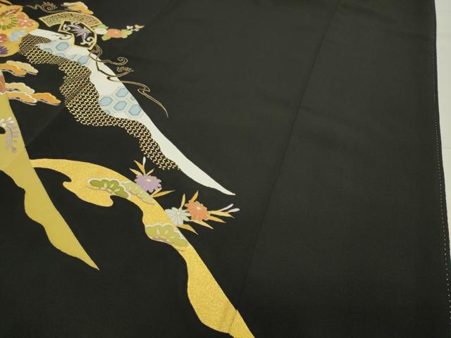 平和屋着物○創業460年・千總 黒留袖 鳳凰地紙重ね松