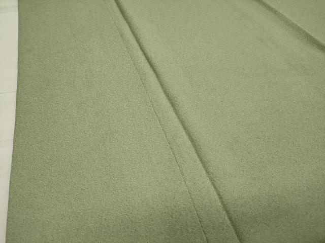 平和屋着物○本草木染作家 瑞寶 色無地 花唐草地紋 抹茶色 正絹 逸品