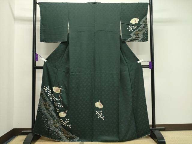平和屋着物●訪問着　絞り　刺繍　地紙枝梅文　金彩　さが美扱い　正絹　逸品　未使用　CAAX5756gh