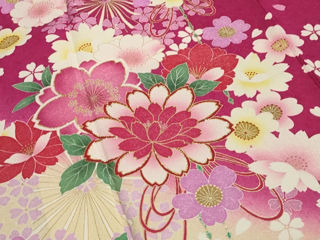 平和屋着物○豪華振袖 舞花文 暈し染め 金彩 正絹 逸品 CAAX5761gh