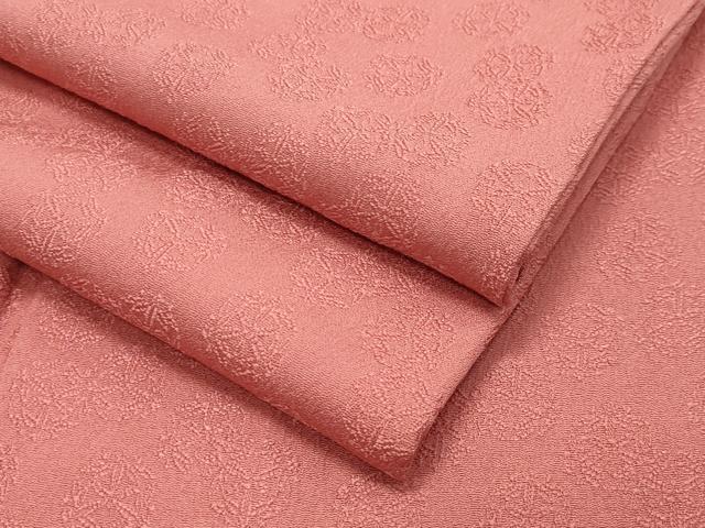 平和屋着物●上質な色無地　花丸地紋　甚三紅色　正絹　逸品　CAAX5768gh