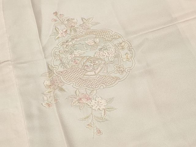 平和屋着物○中国三大刺繍 スワトウ刺繍 総刺繍 長襦袢 袷 雪輪文
