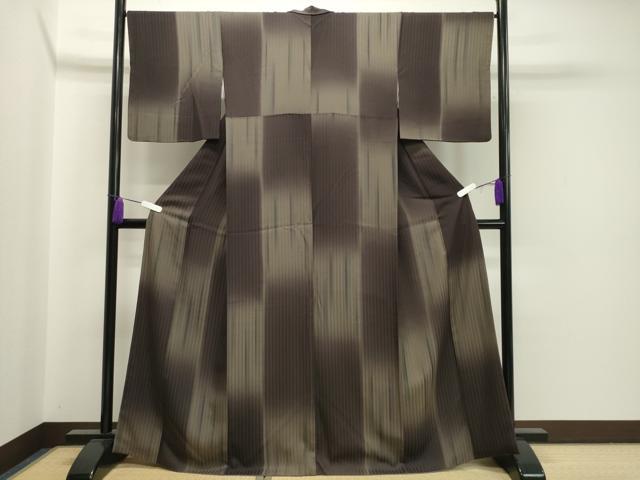 平和屋着物●上質な小紋　縞　暈し染め　正絹　逸品　CAAX5831gh