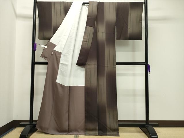 平和屋着物●上質な小紋　縞　暈し染め　正絹　逸品　CAAX5831gh 平和屋着物○上質な小紋 縞 暈し染め 正絹 逸品 CAAX5831gh