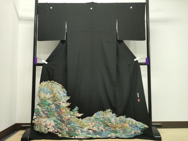 平和屋着物●本加賀友禅作家　佐藤潤　黒留袖　春の陽　正絹　逸品　CAAX5853gh