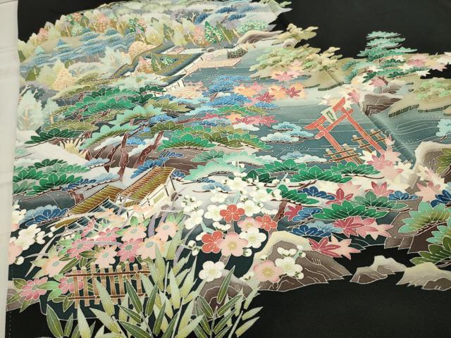 平和屋着物○本加賀友禅作家 佐藤潤 黒留袖 春の陽 正絹 逸品