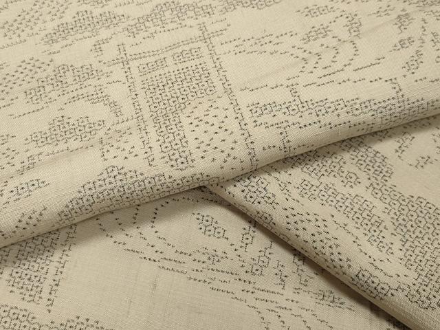 平和屋着物●結城紬　100亀甲　流水雲重ね松文　正絹　逸品　CAAX5896gh