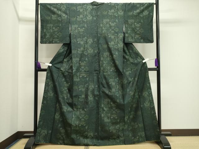 平和屋着物○本場大島紬 9マルキ 花唐草文 正絹 逸品 CAAX5943gh