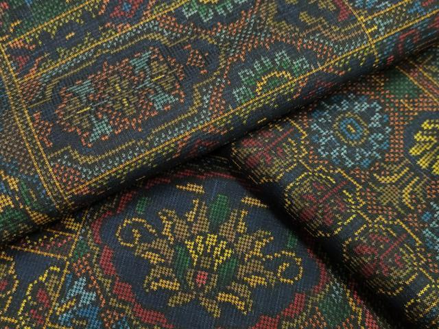 平和屋着物●本場大島紬　7マルキ　吉祥草花文　正絹　逸品　CAAX5956gh