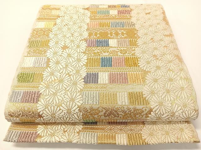 平和屋着物●六通柄袋帯　つづれ唐織　草木染　菊花間道　金糸　正絹　逸品　CAAX7125vp