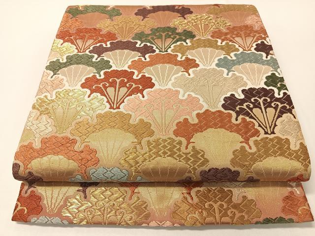 平和屋着物●六通柄袋帯　唐織　雪輪青海波　金糸　正絹　逸品　CAAX7127vp