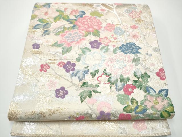 平和屋着物●六通柄袋帯　唐織　九百錦　枝花文　本金箔　正絹　逸品　CAAX7253hy