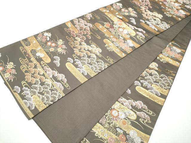 平和屋着物○六通柄袋帯 唐織 菊花松慶文 金糸 正絹 逸品 CAAX7267hy