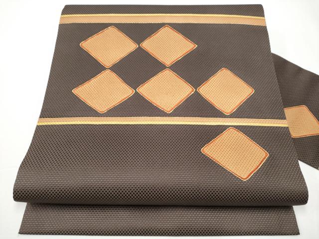 平和屋着物●九寸名古屋帯　菱文　金彩　正絹　逸品　CAAX7271hy