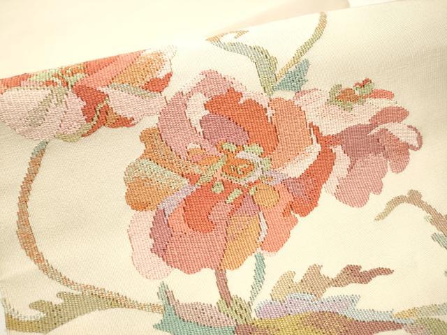 平和屋着物○爪掻き本綴れ 八寸名古屋帯 花唐草文 正絹 逸品 CAAX7274hy