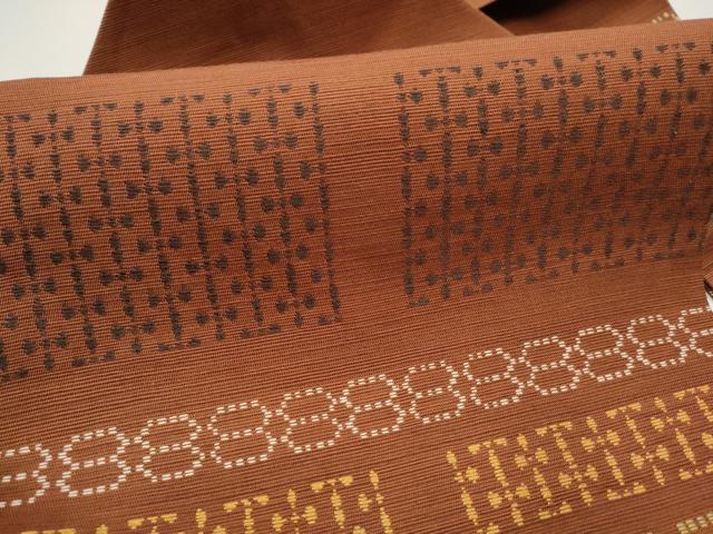 平和屋着物○九寸名古屋帯 幾何学文様 正絹 逸品 CAAX7289hy