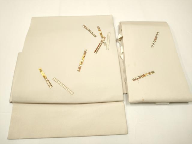 平和屋着物●つけ帯　短冊花文　金彩　正絹　逸品　CAAX7295hy