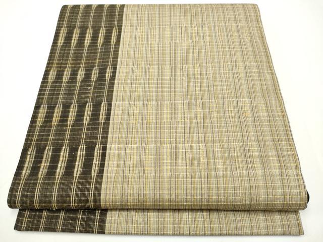 平和屋着物●爪掻き本綴れ　全通柄袋帯　よろけ縞　正絹　逸品　CAAX7307hy