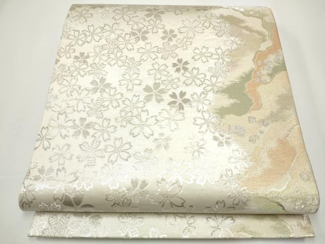 平和屋着物●六通柄袋帯　舞桜文　金銀糸　正絹　逸品　CAAX7321hy