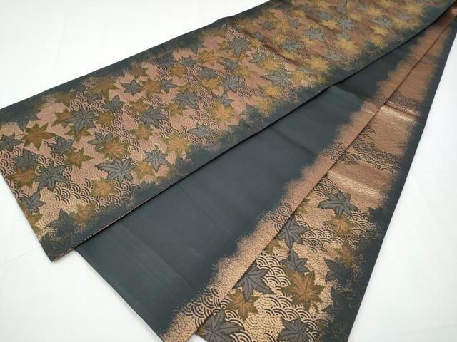 平和屋着物○六通柄袋帯 流水楓文 正絹 逸品 CAAX7388hy