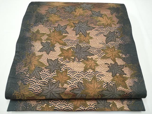 勝山 袋帯 六通柄 正絹 紬地 流水 未使用 イ5936 勝山 袋帯 六通柄 正絹 紬地 流水 未使用 イ5936 勝山 袋帯 六