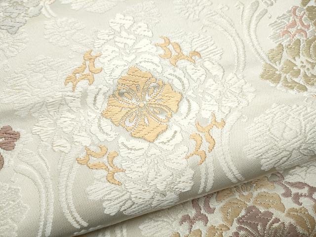 平和屋着物●六通柄袋帯　唐織　縦枠花文　金糸　正絹　逸品　CAAX7389hy 平和屋着物○六通柄袋帯 唐織 縦枠花文 金糸 正絹 逸品