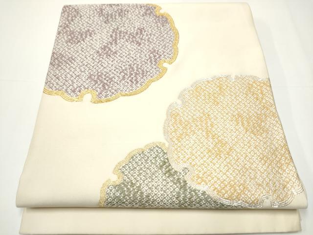 平和屋着物●田中工芸織物 祥園謹製　太鼓柄袋帯　雪輪鹿の子文　金銀糸　正絹　逸品　CAAX7399hy