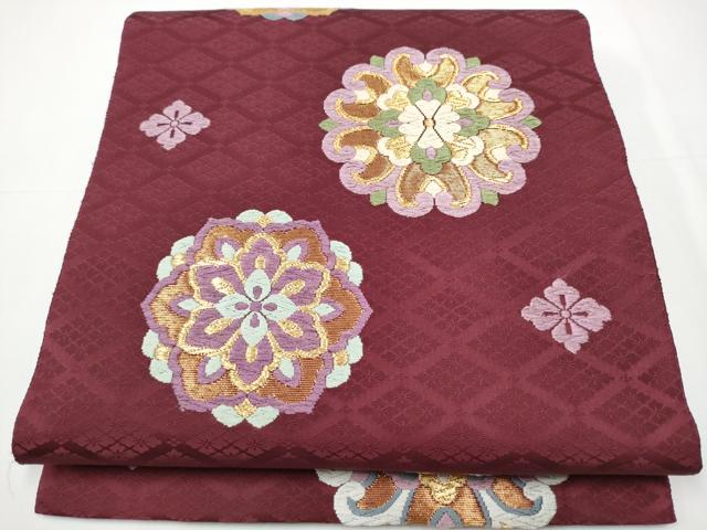 平和屋着物●京の名門　じゅらく謹製　帝王紫　六通柄袋帯　手織　瑞鳳彩花華文　金糸　正絹　逸品　CAAX7404hy