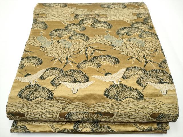 平和屋着物●アンティーク　大正ロマン　丸帯　飛鶴松文　引き抜き帯　正絹　逸品　CAAX7416hy