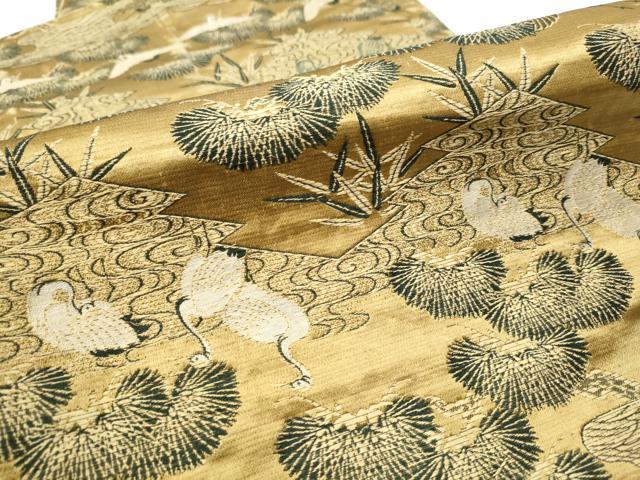 平和屋着物○アンティーク 大正ロマン 丸帯 飛鶴松文 引き抜き帯 正絹