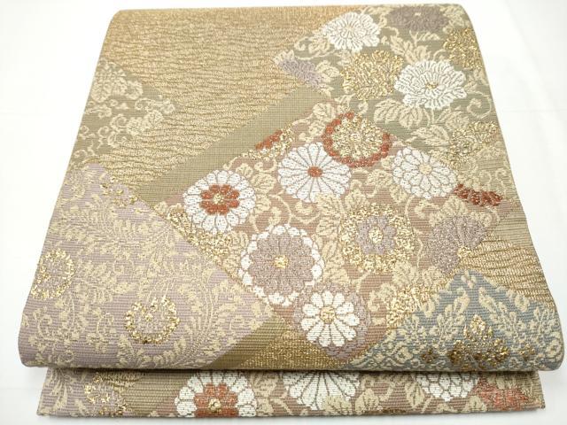 平和屋着物●六通柄袋帯　牡丹菊唐草文　金糸　正絹　逸品　CAAX7417hy