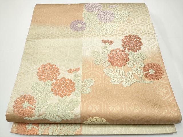 平和屋着物●六通柄袋帯　唐織　草花文　金糸　正絹　逸品　CAAX7418hy