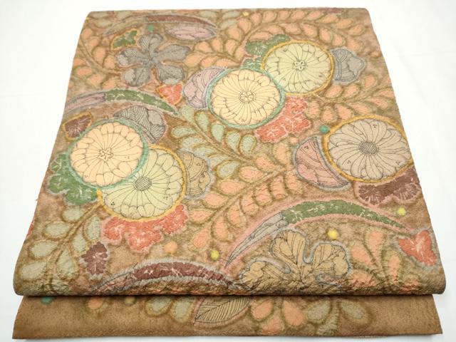 平和屋着物●染織工芸むつろ　辻が花　手描き　絞り　六通柄袋帯　正絹　逸品　CAAX7419hy