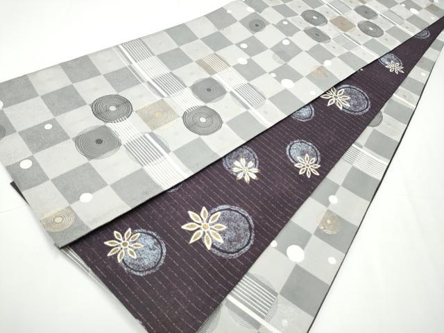 平和屋着物●両面　全通柄袋帯　市松丸文　金銀糸　正絹　逸品　CAAX7425hy