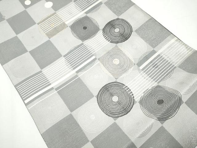 平和屋着物○両面 全通柄袋帯 市松丸文 金銀糸 正絹 逸品 CAAX7425hy