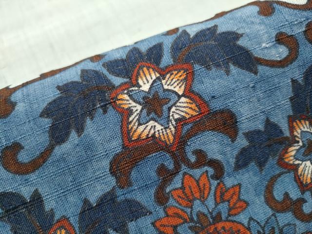 平和屋着物○太鼓柄袋帯 作家物 紬地 花唐草文 正絹 逸品