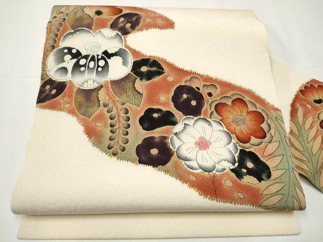 平和屋着物●九寸名古屋帯　作家物　辻が花　鬼しぼ縮緬　正絹　逸品　CAAX7443hy