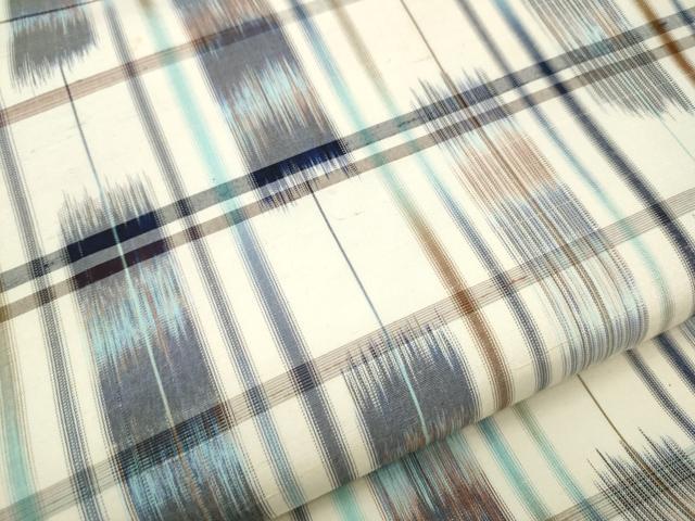 平和屋着物○両面 全通柄 京袋帯 紬地 絣文様 正絹 逸品