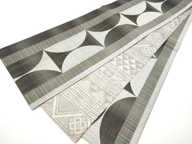 平和屋着物●両面　全通柄袋帯　幾何学文様　金糸　正絹　逸品　CAAX7452hy