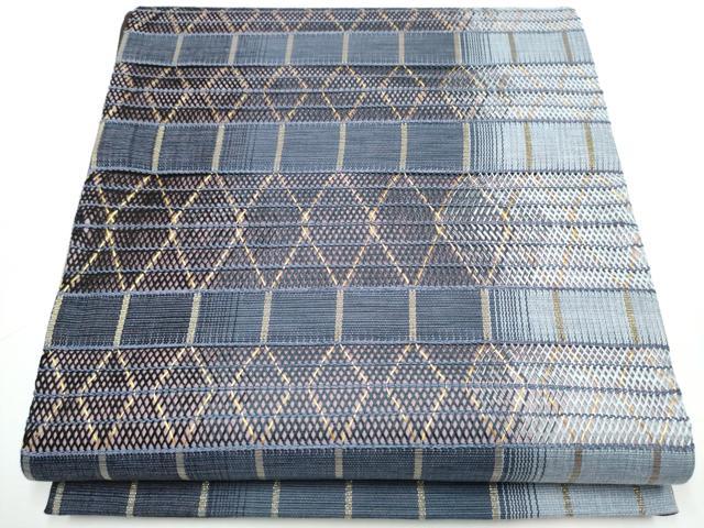 平和屋着物●中国三大刺繍　スワトウ刺繍　総刺繍　両面　太鼓柄袋帯　組織　横段菱文　金糸　正絹　逸品　CAAX7484hy