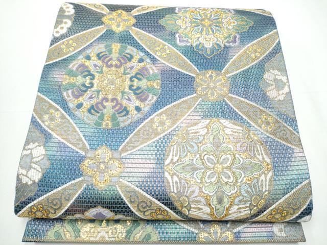 平和屋着物●六通柄袋帯　正倉院七宝花文　金糸　正絹　逸品　CAAX7489hy