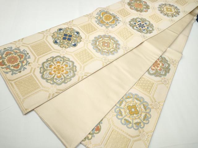 平和屋着物●六通柄袋帯　唐織　蜀江花文　金糸　正絹　逸品　CAAX7491hy 平和屋着物○六通柄袋帯 唐織 蜀江花文 金糸 正絹 逸品 CAAX7491hy