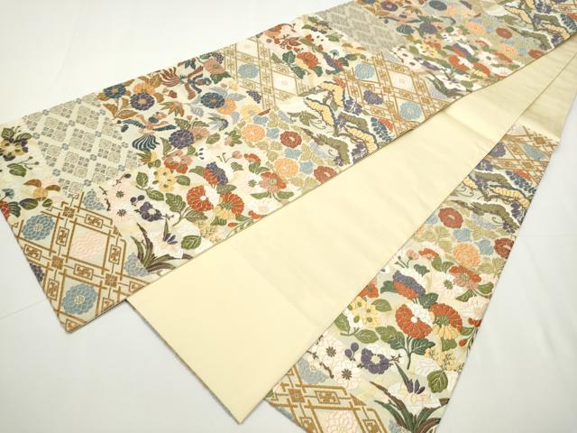 平和屋着物○六通柄袋帯 唐織 鳳凰草花文 金糸 正絹 逸品 CAAX7511hy