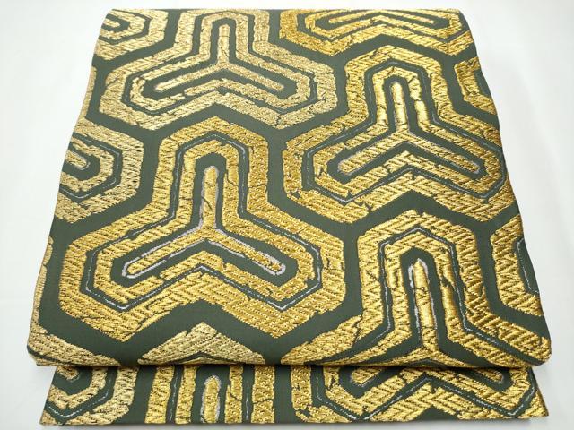 平和屋着物●六通柄袋帯　毘沙門亀甲　金銀糸　正絹　逸品　CAAX7557hy