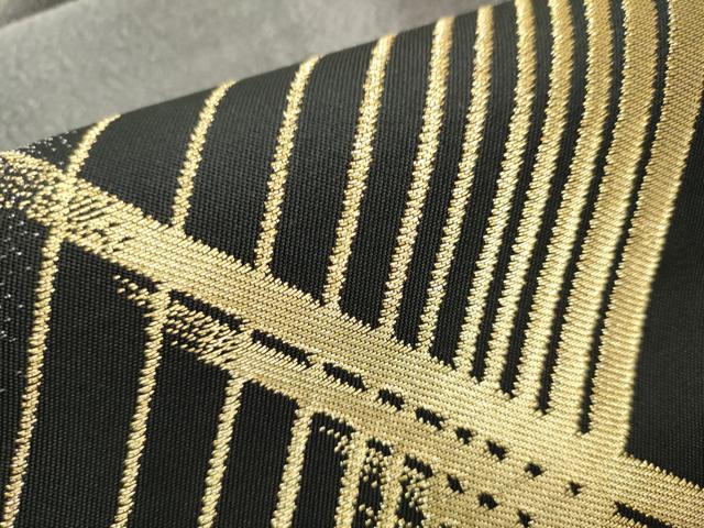 平和屋着物○六通柄袋帯 斜線文 黒地 金糸 正絹 逸品 CAAX7574hy