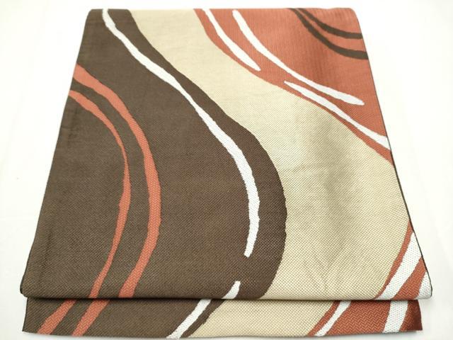 平和屋着物●六通柄袋帯　唐織　流水文　正絹　逸品　CAAX7579hy