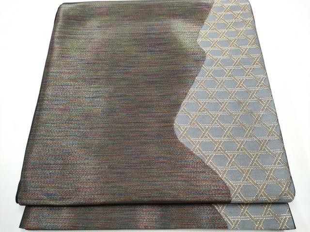 平和屋着物●染色作家　斉藤三才　六通柄袋帯　三才鳥　籠目霞文　金糸　正絹　逸品　CAAX7583hy