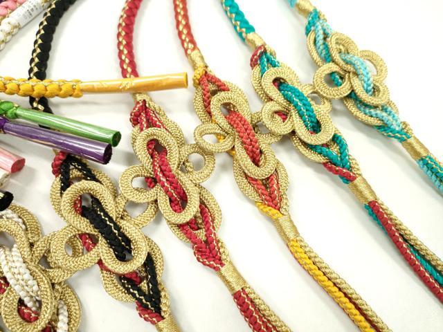 平和屋着物●和装小物　振袖用飾り付き帯締め１０本セット　飾り結び　金糸　切り房　逸品　未使用　CAAX8021ju 平和屋着物○和装小物 振袖用飾り付き帯締め10本セット 飾り結び