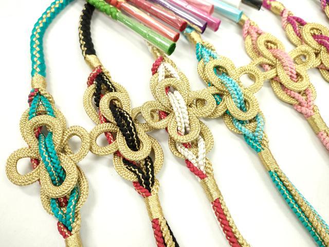 平和屋着物●和装小物　振袖用飾り付き帯締め１０本セット　飾り結び　金糸　切り房　逸品　未使用　CAAX8035ju 平和屋着物○和装小物 振袖用飾り付き帯締め10本セット 飾り結び